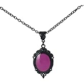 LPYO Gothic Crystal Necklace for Women Vintage Punk Blood Red Purple Cabochon Pendant Necklace Hip Pop Dark Goth Necklace Mystic Witch Jewelry Halloween Costume Jewelry Gift
