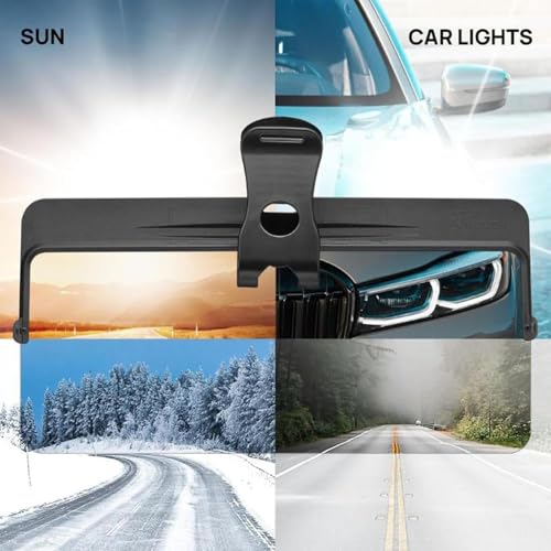 Sun Visor Extender For Cars, Uv400 Car Sun Visor Extension With Polycarbonate Lens And Side Sunshade, Protect From Glare, Uv Rays, Snow Blindness For Safe Driving, Universal For Car, Suv (A)