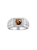 Rylos Men's Ring Sterling Silver Ring, 7MM Round