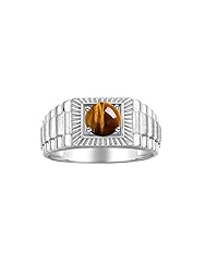 Rylos Men's Ring Sterling Silver Ring, 7MM Round
