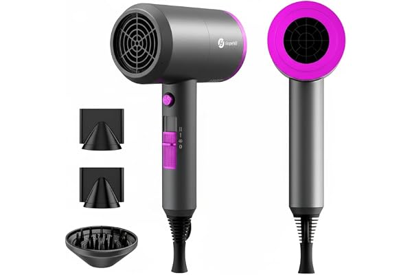 Slopehill Professional Ionic Hair Dryer, Powerful 1800W Fast Drying Low Noise Blow Dryer with 2 Concentrator Nozzle 1 Diffuse