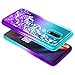 OnePlus 6T Case, NageBee Glitter Liquid Quicksand Waterfall Floating Flowing Sparkle Shiny Bling Diamond Girls Cute Case for The OnePlus 6T Smartphone (2018) -Aqua/Purple