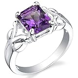 2.00 Carats Radiant Cut Amethyst Ring in Sterling Silver Rhodium Nickel Finish Sizes 5 to 9