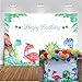Mocsicka Dinosaur Birthday Backdrop 7x5ft Dinosaur Theme Party Happy Birthday Photo Backdrops Green Leaves Woodland Cake Table Banner Photography Studio Background