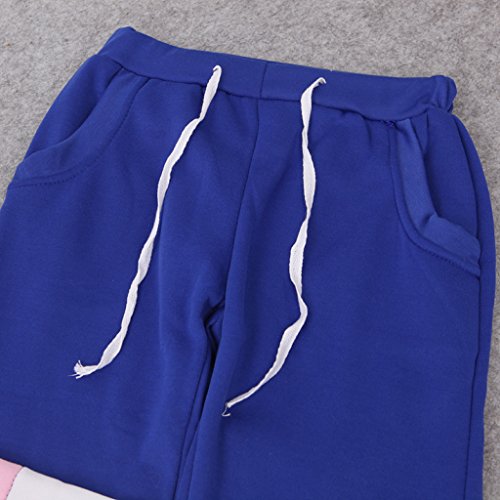 SCASTOE 2Pcs Womens Hoodies Sport Tops Pants Tracksuit Sweatshirt Sweat Suit Jogging Set (M, Dark Blue)