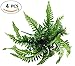 Fake Faux Artificial Boston Ferns Plants Greenery Bushes for Indoor Outside Home Garden Party Decor 4 Bunches 24 Leaves Per Bunch by ZXSWEET