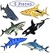 Shark Toy Figures 7 Inches - Ocean Animals, Bath Toys Rubber Figures - 6 Pieces Set