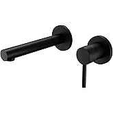 SUMERAIN Matte Black Wall Mount Bathroom Sink Faucet Modern Lavatory Vessel Faucet Single Handle