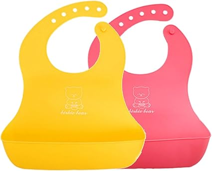 Amazon Co Jp ベビー 赤ちゃん スタイ ビブ 食事用 エプロン 前かけ よだれかけ ソフト おおきな 受け皿 ポケット付 袖なし 水洗い可 シリコン 男の子 女の子 キッズ 5段階 サイズ調整 持ち運び 清潔 セット Beaton Japan ピンク イエロー ベビー マタニティ
