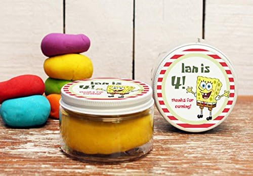 Set of 6 - Spongebob Party Favors // Birthday Party Favors // Play Dough Favors //Spongebob Label // Spongebob Birthday