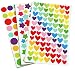 18 Sheets Colorful Decorative Colored Dots,heart,stars Adhesive Sticker Decorative Labels Gift Bags Boxes Wrapping Stickers Kids Craft Scrapbooking Sticker Set for Diary, Album (3style,18 sheet)