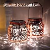 Solar Mercury Glass Mason Jars - 2 Pack SUNWIND Solar Rotating Table Lights with Color Changing Mode and White Mode Outdoor Hanging Lights for Garden, Patio, Home Decoration (Bronze)