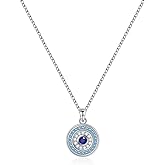 JSGEMSLEE White Gold 14K Gold Plated Necklaces for Women Evil Eye Necklace for Women Girls Evil Eye Hamsa Hand of Fatima Pendant Necklace Good Luck Necklace Jewelry