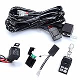 KAWELL Heavy Duty LED Light Bar Wiring Harness Kit with 14 AWG wiring 40Amp Relay ON-OFF-Strobe Remote Control Switch ( 1 lead 12 ft remote control )