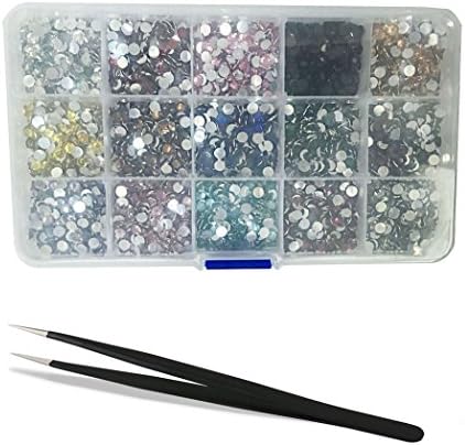Vanka 3000pcs 2mm/3mm/4mm/5mm Flatback Clear Crystal Rhinestones 15colors with 15 slots Plastic Adjustable Jewelry Storage Box for DIY Nail Art Manicure, Bags, Garment, Shoes, Cell Phone (3mm)
