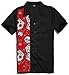 Candow Look Men Work Shirt Floral Skull Print Panel Plus Size Cotton ST110FS