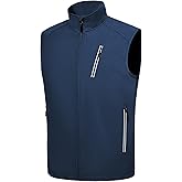 LZACTOIN-X Men's Lightweight Golf Vest Windproof Softshell Vests Outerwear Multi-Pockets Zip Up Sleeveless Jacket