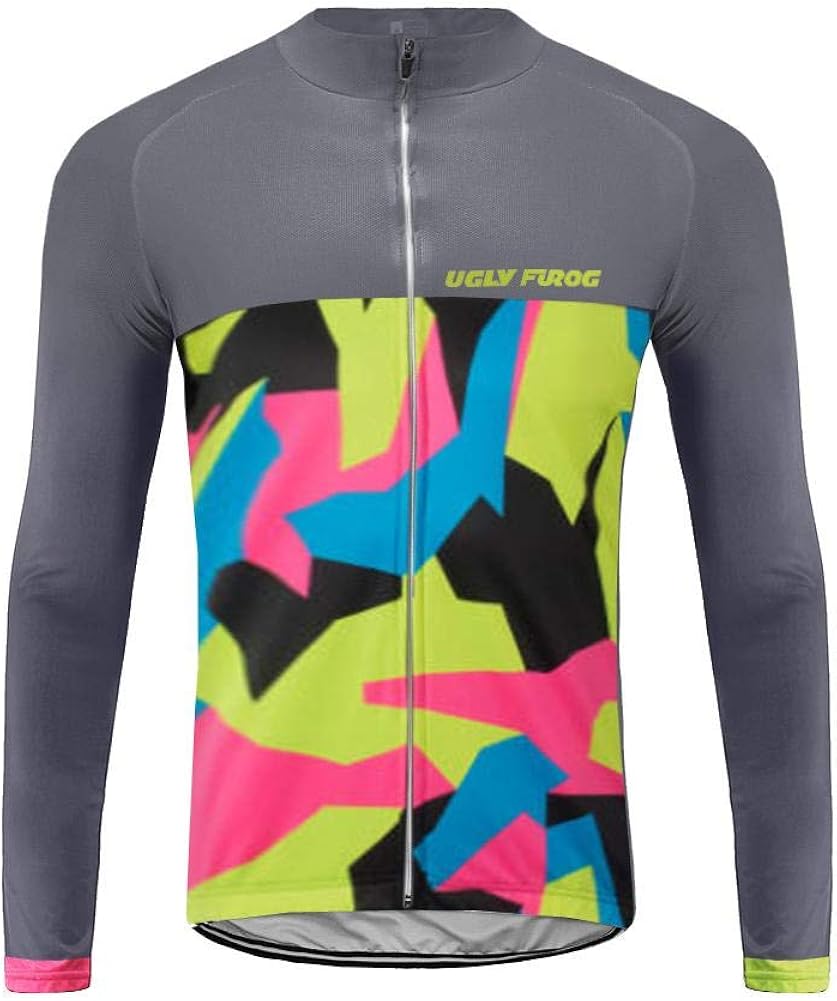 Uglyfrog Winter Fleece Warm Men's Full Zip Moisture Wicking Long Sleeve Cycling Jersey, Running Tops - Bike Biking Shirt