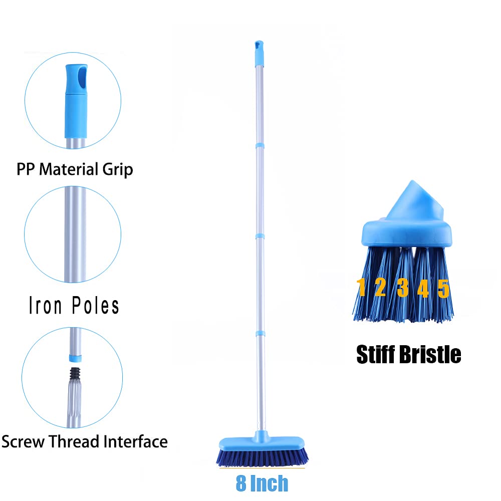 Deck Brush with Long Handle - Floor Scrub Brushes for Cleaning Shower, Stiff Bristle Scrubbing Brush, 50