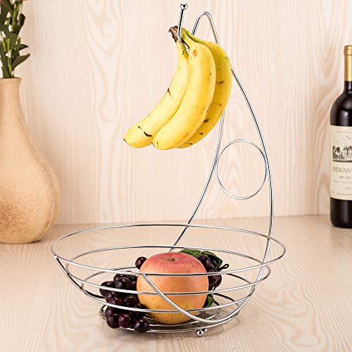11 Inch Stainless Steel Fruit Basket Wire Metal Banana Holder Hanger Kitchen Storage Counter Organization Food Storage Accessories - Thumbnail 4