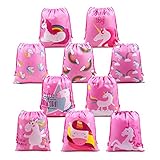 BeeGreen Unicorn Party Bags Supplies for Girls Birthday Party Favors and Gifts, 10 Pack Cute Unicorn Drawstring Goodies Bags