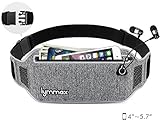 Lymmax Running Belt, Waterproof Zipper Pocket Smart Phone/Rmovable Buckle/ Adjustable Elastic Belt/ Reflective Strip/ Credit Card Slot Waist Pack - 4 inch to 5.7 inch