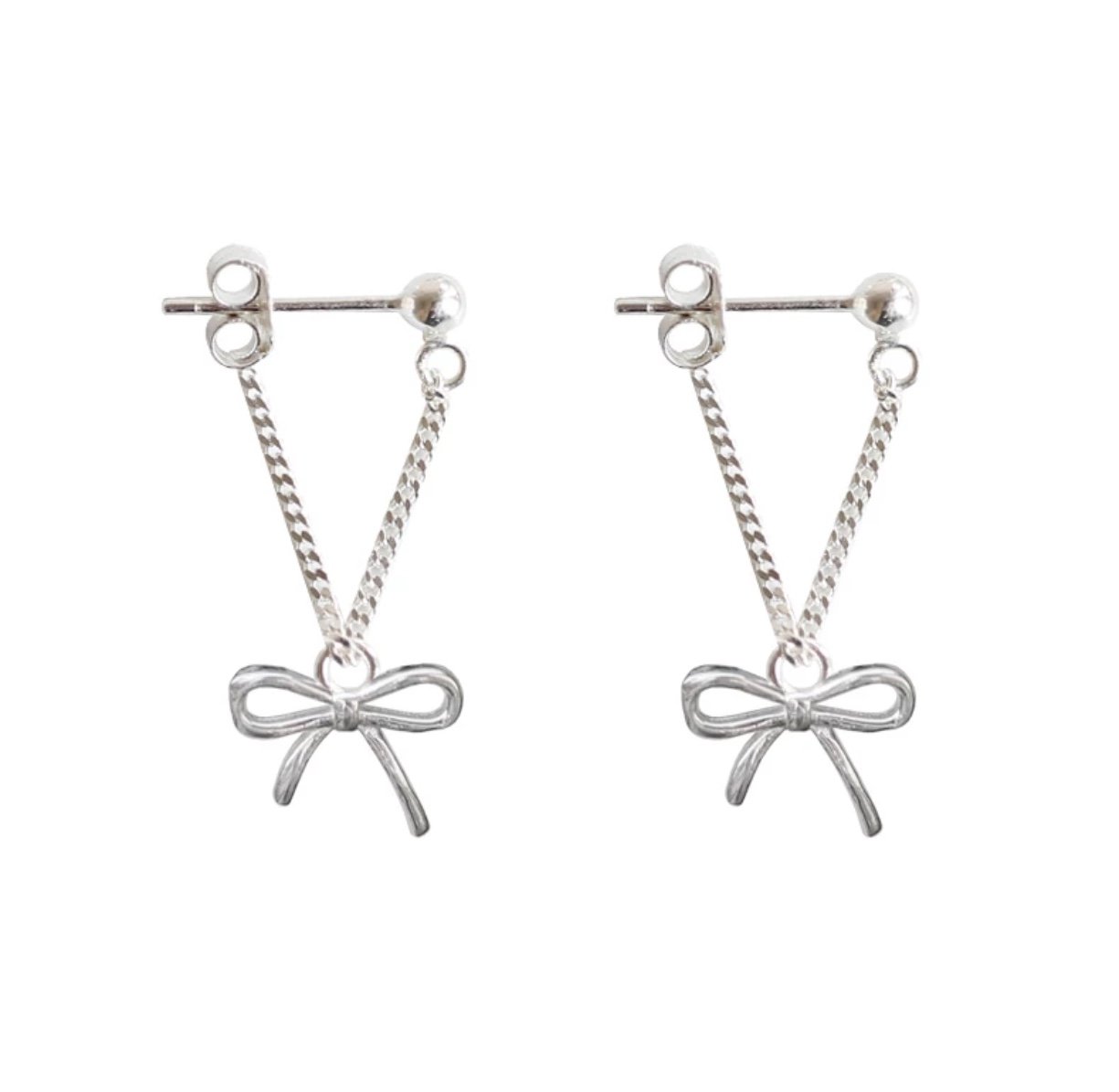 Iszie 925 Sterling Silver Bow Chain Dangle Drop Earring Jackets Front And Back Earrings For Girls Women