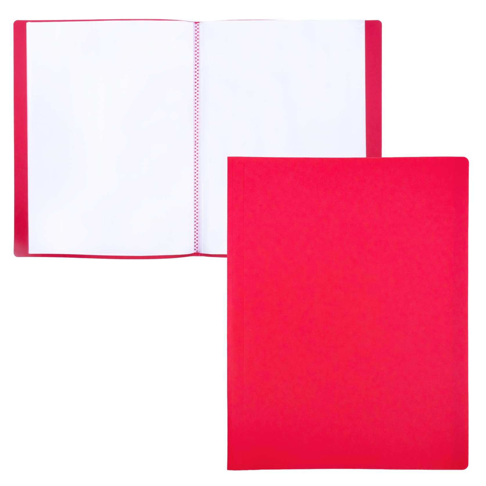 RAYLU PAPER - A4 Document Folder 100% Biodegradable Polypropylene 40 Clear Document Sleeves (A4, 40 Pockets, Red)