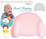 Swish Baby Flat Head Pillow for Sleeping - Head Shaping Memory Foam Pillow for Newborn w/ 2 Breathable Cotton Pillowcases (Pretty Pink)