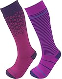 Lorpen Merino Kids Ski Socks (2 Packs), Berry, Large