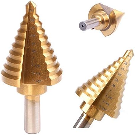 DMTRADE Practical Heat Treated HSS Spiral Titanium Coated Step Drill Bit Cobalt HEX Shank