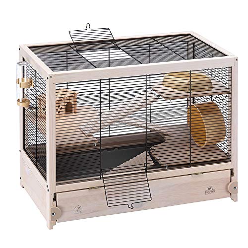 Ferplast HAMSTERVILLE Hamster Habitat Cage, Sturdy Wooden Structure, Black