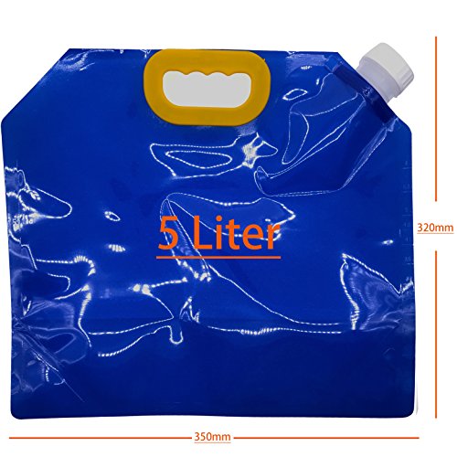 5/10 Litres Collapsible Water Container, BPA Free, Self-standing, Freezable Plastic Water Bag Carrier, Outdoor Folding Water Tank for Sport Camping Riding Mountaineer, Food Grade (Blue) - Thumbnail 2