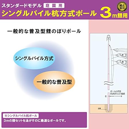 Amazon こいのぼり 徳永鯉 鯉のぼり 庭園用 ポール 3m鯉用 6号 シングルパイル杭方式ポール スタンダードモデル 0 540 こいのぼり おもちゃ