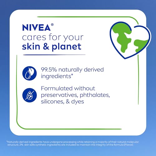 NIVEA MOISTURE LIP CARE, HYDRATING LIP BALM WITH SHEA BUTTER, NOURISHING OILS AND VITAMIN C & E, 3-IN-1 MOISTURE, REPAIR AND NOURISH, 0.17 OZ STICK, PACK OF 4