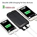 QueenAcc 10000mAh Solar Charger Solar Phone Charger Water/Shock/Dust proof Solar Power Bank with LED Flashlight Dual USB Port Battery Charger for Portable for Smart phone and Other USB Devices(Black)