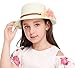 Summer Girl Half a Flanging Straw Hat Beach Sun Cap with Two Flowers