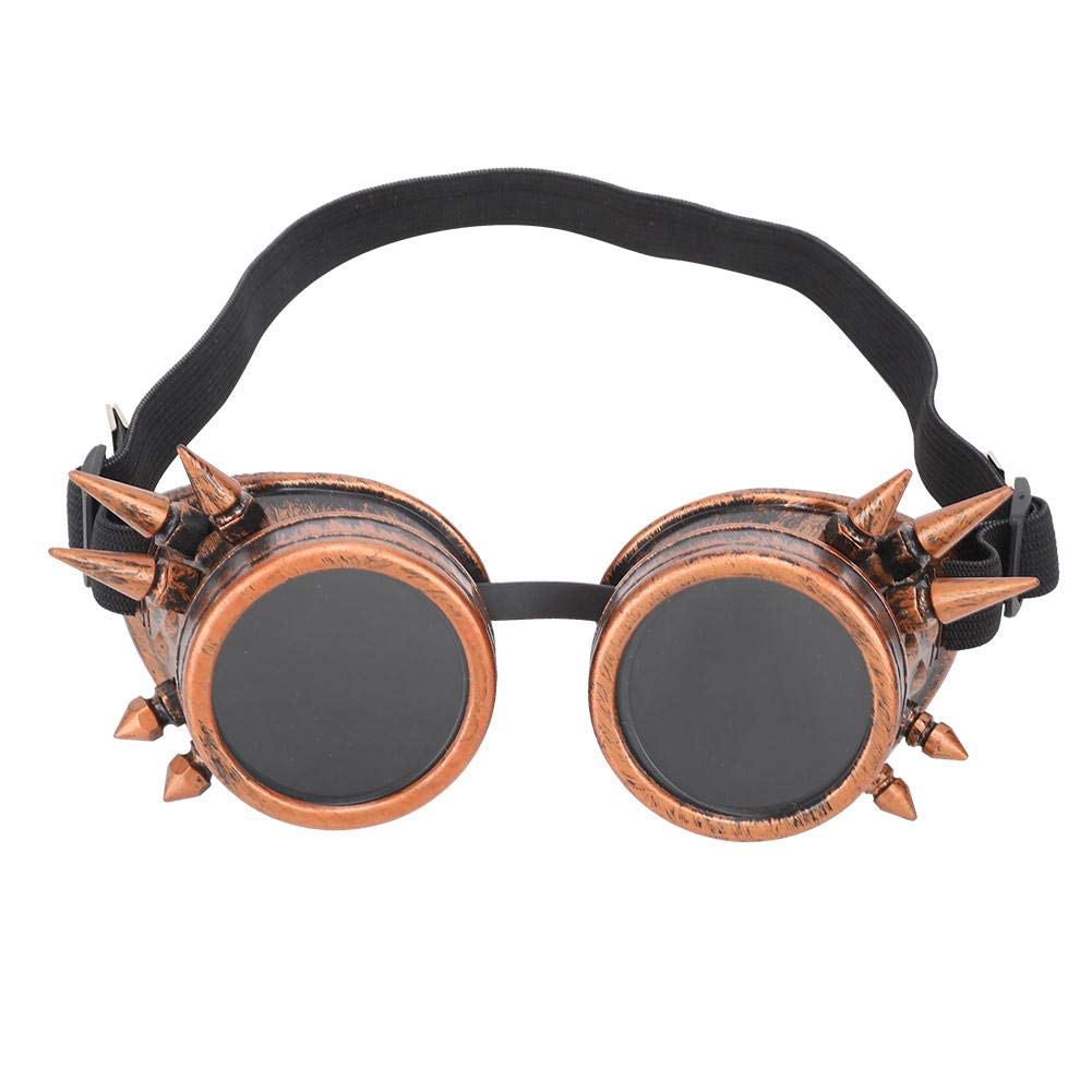 Cycling Goggles Cycling Glasses Men Women Outdoor Sports Goggles Vintage Spiked Steampunk Style for Cycling Riding(Red Bronze)