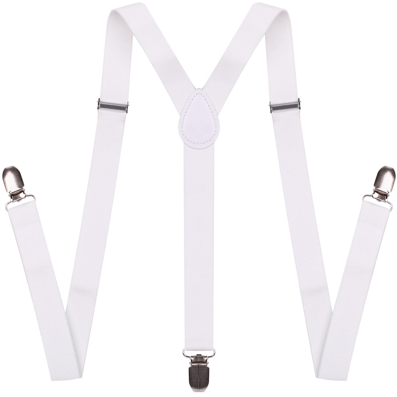 Photo 1 of AMPIL Black Suspenders for Men and Women - Adjustable Suspender Elastic 1 inch Wide with Heavy Duty Clips (White Suspenders)
