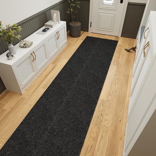 Ottomanson 2′ x 21′ Commercial-Grade Hallway Runner with Scraper Pile Extra Durable Non-Slip Rug Mat for Indoor & Outdoor Use – Ideal for Kitchen, Entryway, Patio & Garage – High-Traffic Carpet, Black