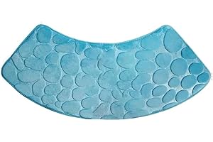 30x60cm Curved Shower Mat, Non Slip Washable Bathroom Rug For Tub Laundry Room Corner, Soft Absorbent Polyester Floor Mats(bl