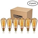 Edison Bulb 40w - Elfeland Vintage Antique Style Incandescent Light Bulb ST58 - Squirrel Cage Filament - Teardrop Top - Dimmable - E26/E27 Medium Base - 6 Pack