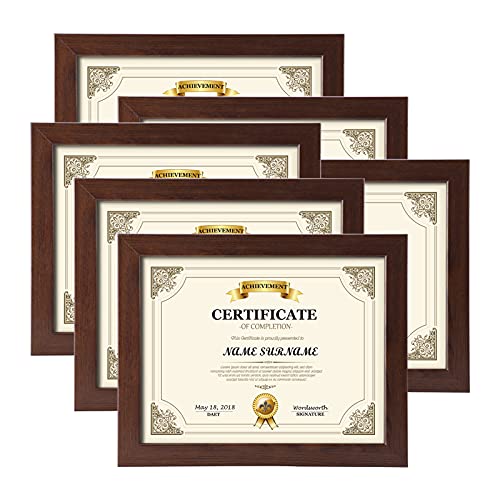 CRUGLA 8.5x11 Certificate Picture Frames Set of 6, 8.5 by 11 Photo
