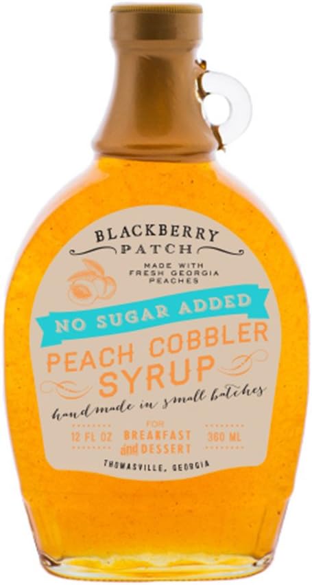 Peach Cobbler Flavored Sugar Free Syrup, 12oz, Blackberry Patch (Peach Cobbler)