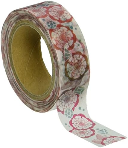 RoundTop Designer's Washi Masking Tape 20mm x 10m, Azzurro Mattina, Flower &amp; Gems (YS-MK-004)
