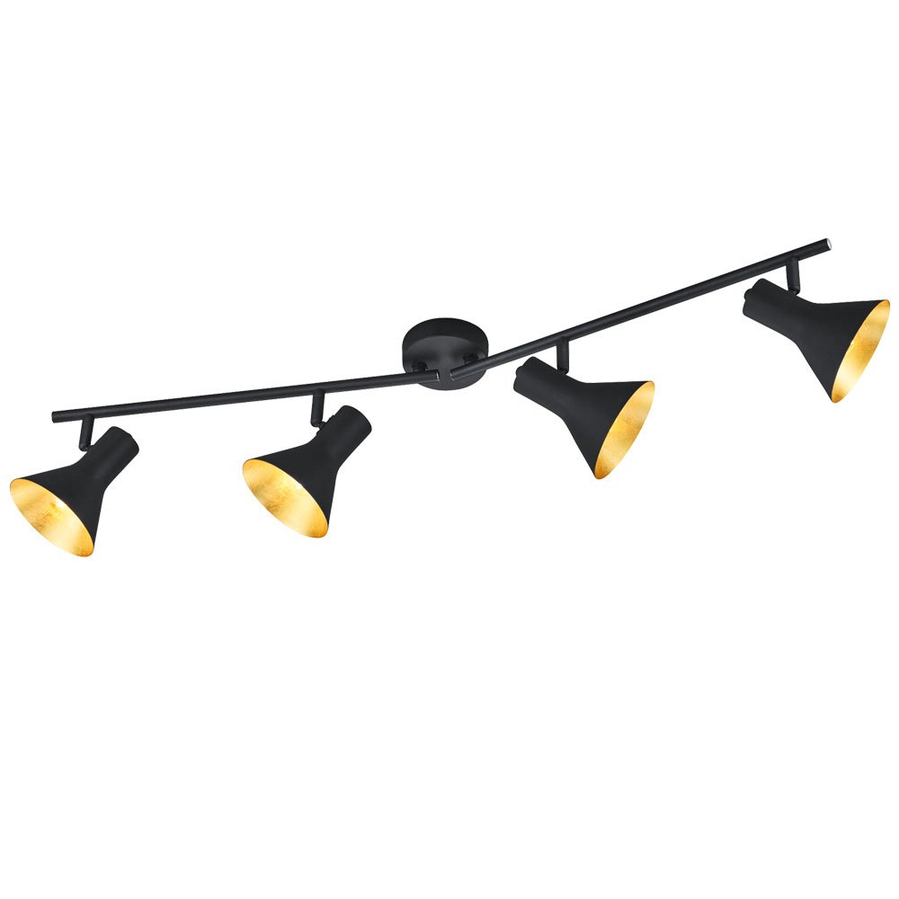 Reality Lamps, spot lamp, Metal, Black/Gold Beams 4-Flames Black/Gold