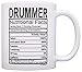 ThisWear Drummer Gifts Drummer Nutritional Facts Label Percussion Drum Player Gift 11oz Ceramic Coffee Mug with Handle