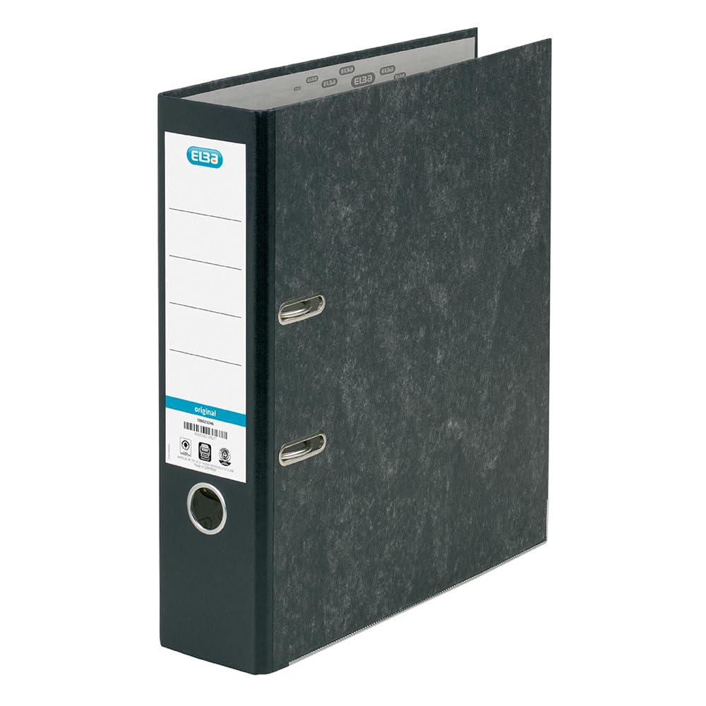 Elba A4 Lever Arch Files, Black Cloud Effect, Durable Matt Paper-on-Board Filing Folders, 80 mm Spine Holds Up to 560 Sheets, Single Folder — image 1
