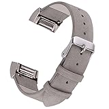 bayite Leather Band for Fitbit Charge 2, Matte Grey, 5.5