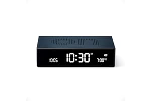 Lexon Flip Premium Digital Alarm Clock - Rechargeable Desk Clock with On/Off Faces - Snooze Function, Pure VA LCD Display, Touch & Sound Sensor, Aluminum - Blue